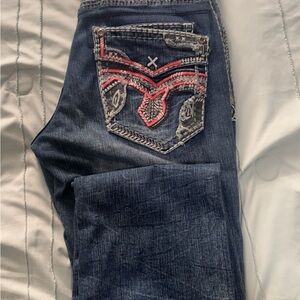 Stylish Blue Jeans with Embroidered Details